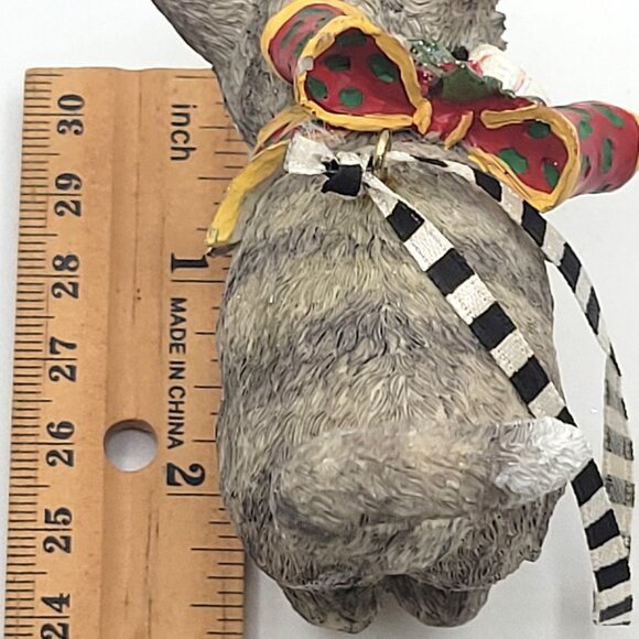 Kitty Cat Blue Eyes Gray Tabby Christmas Holiday Tree Ornament Resin ME Ink - Picture 5 of 9